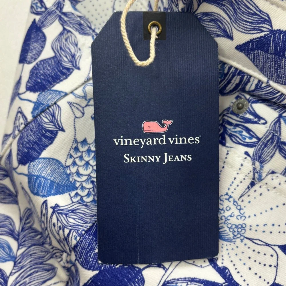 Vineyard Vines Womens Size 6 Skinny Jeans White Cap Cordia Floral Print New NWT‎ - Picture 8 of 16